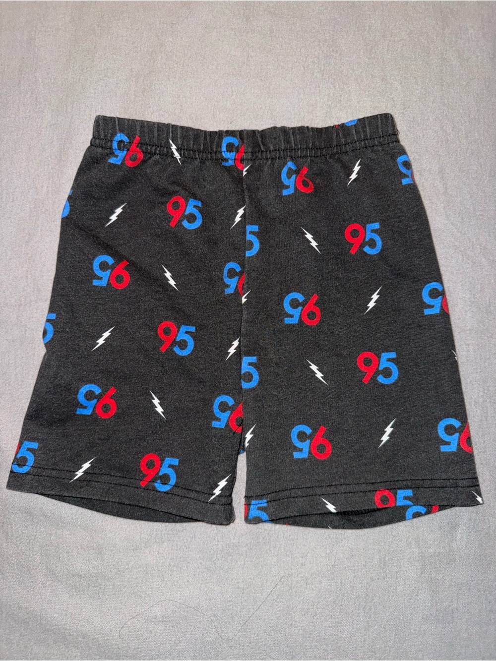 Kids Black Shorts with Red & Blue '95' Print